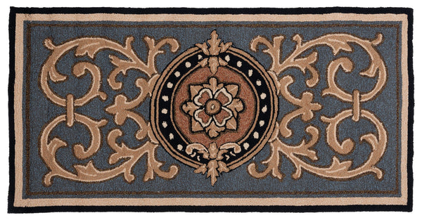Safavieh Monogram Hand-hooked 2'-6" X 4' Accent Rug - Luxurious Blue Design For Elegant Home Decor Spaces Blue Polypropylene Mon250b-24