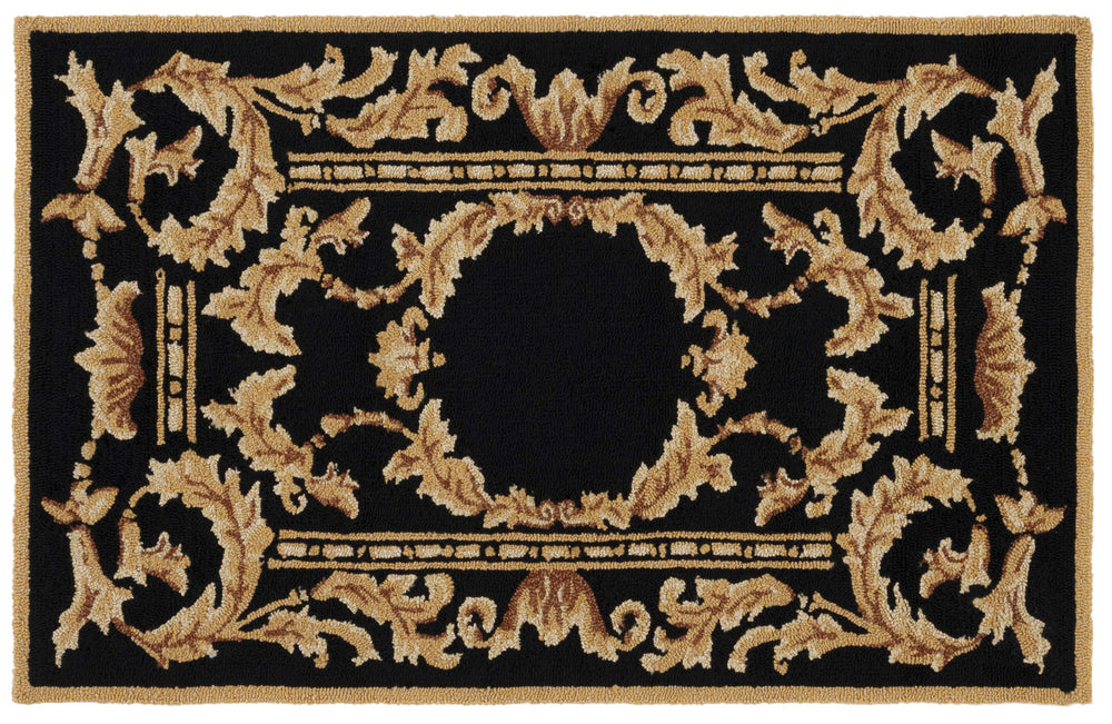 Safavieh Non-monogram Black 3' X 6' Hand-hooked Runner Rug - Luxurious Baroque Design For Elegant Spaces Black Polypropylene Mon252a-36