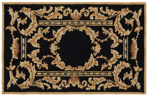 Safavieh Non-monogram Black 3' X 6' Hand-hooked Runner Rug - Luxurious Baroque Design For Elegant Spaces Black Polypropylene Mon252a-36