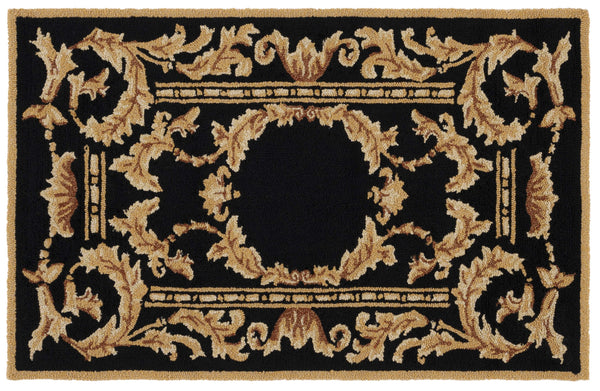 Safavieh Non-monogram Black 3' X 6' Hand-hooked Runner Rug - Luxurious Baroque Design For Elegant Spaces Black Polypropylene Mon252a-36