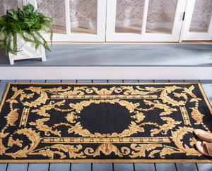Safavieh Non-monogram Black 3' X 6' Hand-hooked Runner Rug - Luxurious Baroque Design For Elegant Spaces Black Polypropylene Mon252a-36