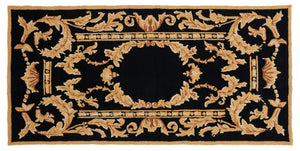 Safavieh Non-monogram Black 3' X 6' Hand-hooked Runner Rug - Luxurious Baroque Design For Elegant Spaces Black Polypropylene Mon252a-36