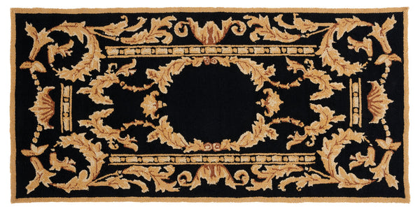 Safavieh Non-monogram Black 3' X 6' Hand-hooked Runner Rug - Luxurious Baroque Design For Elegant Spaces Black Polypropylene Mon252a-36