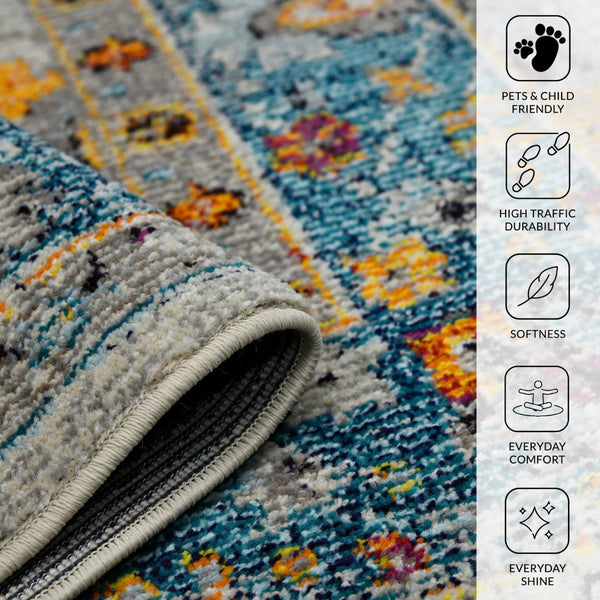 Amer Rugs Montanatransitional Vibrant Urban-inspired Area Rug – Durable Power-loomed Design For Any Room Blue,Orange Polypropylene Mon60203