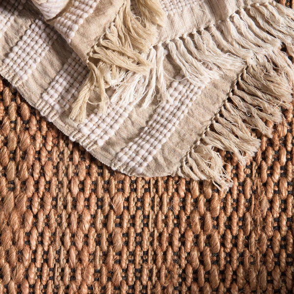 Jaipur Living Jaipur Living Saanvi Handwoven Jute Area Rug Geometric Border Fringe Bohemian Accent Tan 8'X10' RUG146054
