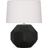 Robert Abbey Matte Obsidian Franklin Accent Lamp Matte Obsidian Glazed Ceramic Oyster Linen Shade