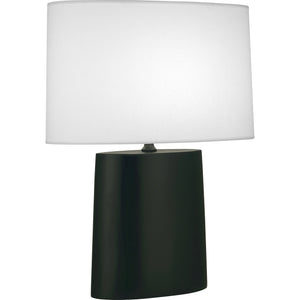 Robert Abbey Matte Obsidian Victor Table Lamp Matte Obsidian Glazed Ceramic Oval Ascot White Fabric Shade