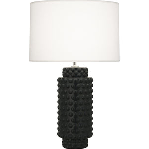 Robert Abbey Matte Obsidian Dolly Table Lamp Matte Obsidian Glazed Textured Ceramic Fondine Fabric Shade