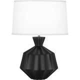 Robert Abbey Matte Obsidian Orion Table Lamp Matte Obsidian Glazed Ceramic Oyster Linen Shade With Self Fabric Top Diffuser