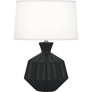 Robert Abbey Matte Obsidian Orion Accent Lamp Matte Obsidian Glazed Ceramic Oyster Linen Shade With Self Fabric Top Diffuser