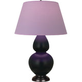 Robert Abbey Matte Obsidian Double Gourd Table Lamp Matte Obsidian Glazed Ceramic with Deep Patina Bronze Finished Accents Lavender W/ Plum Lining Fabric Shade