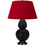 Robert Abbey Matte Obsidian Double Gourd Table Lamp Matte Obsidian Glazed Ceramic with Deep Patina Bronze Finished Accents Rose Red W/ Ink Black Lining Fabric Shade