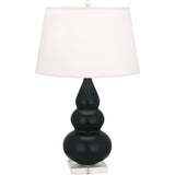 Robert Abbey Matte Obsidian Small Triple Gourd Accent Lamp Matte Obsidian Glazed Ceramic with Lucite Base Pearl Dupioni Fabric Shade