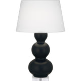 Robert Abbey Matte Obsidian Triple Gourd Table Lamp Matte Obsidian Glazed Ceramic with Lucite Base Pearl Dupioni Fabric Shade