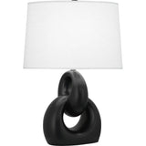 Robert Abbey Matte Obsidian Fusion Table Lamp Matte Obsidian Glazed Ceramic with Polished Nickel Accents Oval Oyster Linen Shade