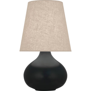 Robert Abbey Matte Obsidian June Accent Lamp Matte Obsidian Glazed Ceramic Buff Linen Shade