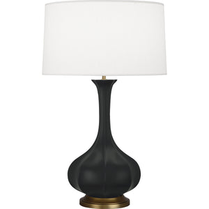 Robert Abbey Matte Obsidian Pike Table Lamp Matte Obsidian Glazed Ceramic Pearl Dupoini Fabric Shade