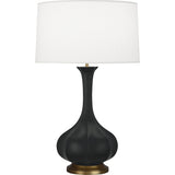 Robert Abbey Matte Obsidian Pike Table Lamp Matte Obsidian Glazed Ceramic Pearl Dupoini Fabric Shade