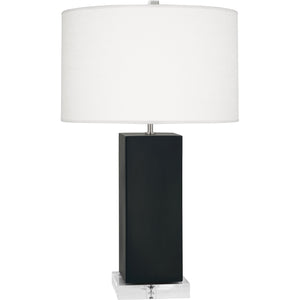 Robert Abbey Matte Obsidian Harvey Table Lamp Matte Obsidian Glazed Ceramic Oyster Linen Shade