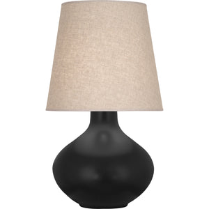 Robert Abbey Matte Obsidian June Table Lamp Matte Obsidian Glazed Ceramic Buff Linen Shade