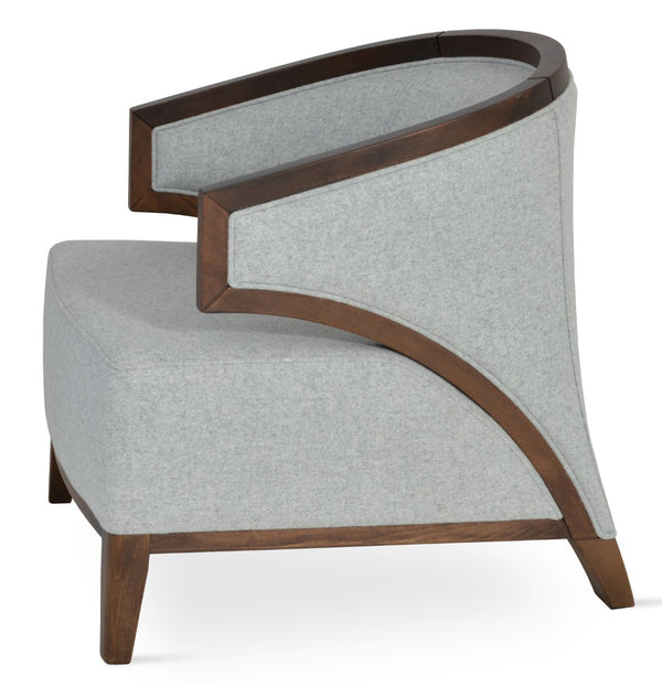 Soho Concept Mostar Armchair In Turquoise & Walnut - Durable Boucle Extra Loop Fabric, 10-year Guarantee! Walnut,Silver  Soho-concept-dining-chair-13247