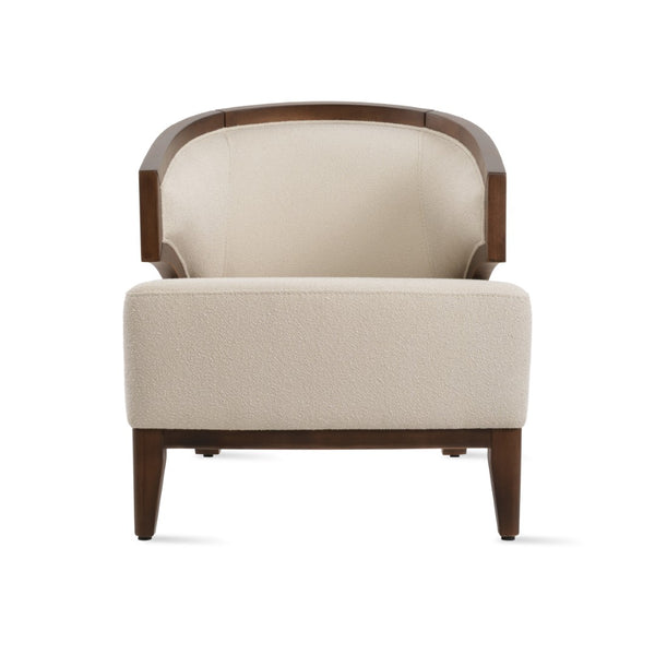 Soho Concept Mostar Armchair – Luxurious Velvet & Boucle Fabric, Walnut Finish, 10-year Guarantee On Comfort! Walnut,White  Soho-concept-dining-chair-13243