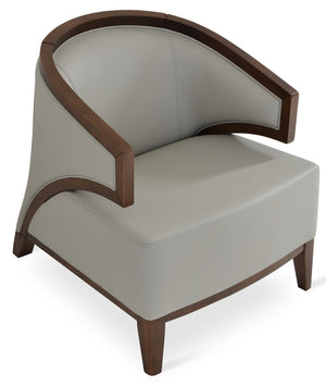 Soho Concept Mostar Armchair – Luxurious Velvet & Boucle Fabric, Walnut Finish, 10-year Guarantee On Comfort! Light Grey  Soho-concept-dining-chair-13241