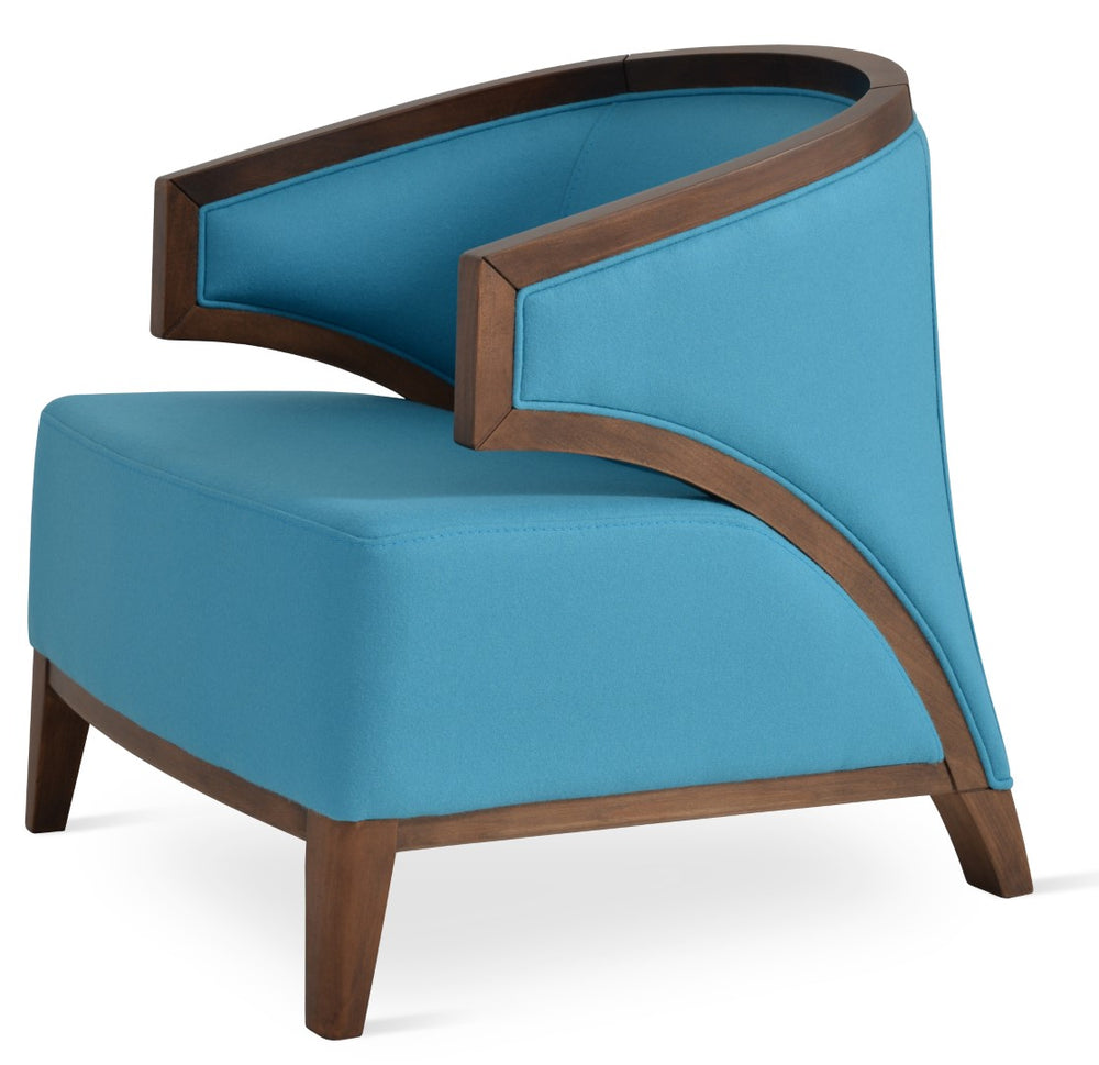 Soho Concept Mostar Armchair In Turquoise & Walnut - Durable Boucle Extra Loop Fabric, 10-year Guarantee! Walnut,Turquoise  Soho-concept-dining-chair-13242