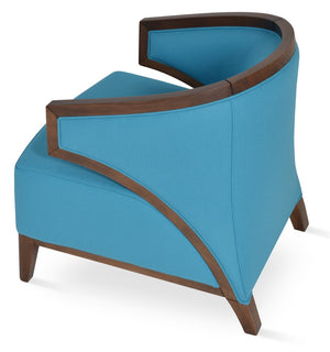 Soho Concept Mostar Armchair In Turquoise & Walnut - Durable Boucle Extra Loop Fabric, 10-year Guarantee! Walnut,Turquoise  Soho-concept-dining-chair-12269