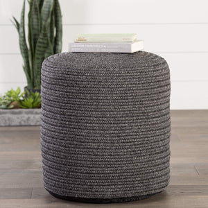 Jaipur Living Jaipur Living Bridgehampton Polypropylene Cylinder Pouf for Indoor Outdoor Modern Spaces Dark Gray 18 W x 18 L x 20 H POF100421
