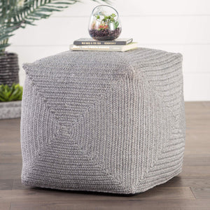 Jaipur Living Jaipur Living Bridgehampton Polypropylene Cylinder Pouf for Indoor Outdoor Modern Spaces Light Gray 18 W x 18 L x 18 H POF100420