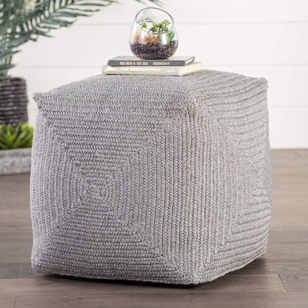 Jaipur Living Jaipur Living Bridgehampton Polypropylene Cylinder Pouf for Indoor Outdoor Modern Spaces Light Gray 18 W x 18 L x 18 H POF100420