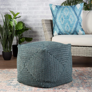 Jaipur Living Jaipur Living Bridgehampton Polypropylene Cylinder Pouf for Indoor Outdoor Modern Spaces Teal 18 W x 18 L x 18 H POF100438