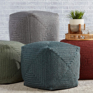 Jaipur Living Jaipur Living Bridgehampton Polypropylene Cylinder Pouf for Indoor Outdoor Modern Spaces Teal 18 W x 18 L x 18 H POF100438