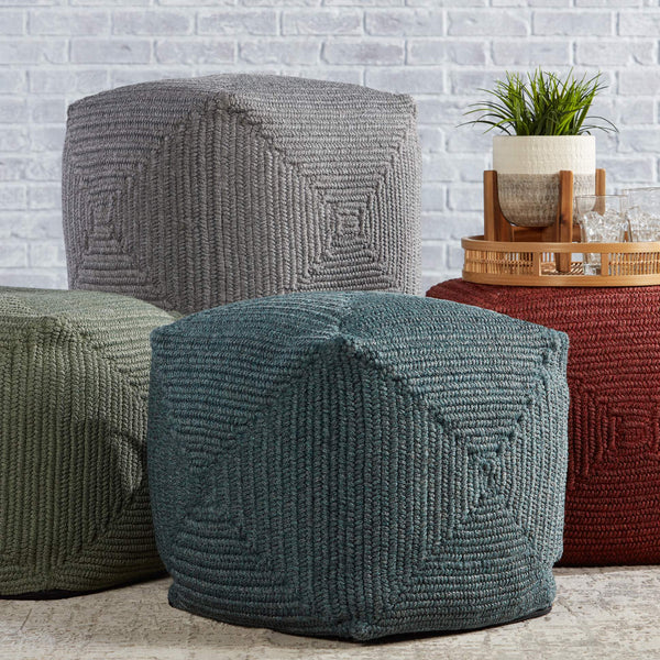 Jaipur Living Jaipur Living Bridgehampton Polypropylene Cylinder Pouf for Indoor Outdoor Modern Spaces Teal 18 W x 18 L x 18 H POF100438