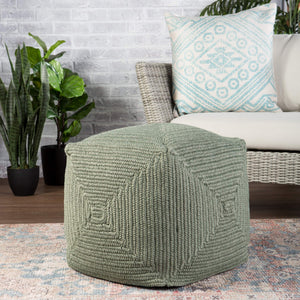 Jaipur Living Jaipur Living Bridgehampton Polypropylene Cylinder Pouf for Indoor Outdoor Modern Spaces Green 18 W x 18 L x 18 H POF100439