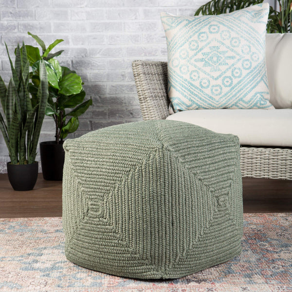 Jaipur Living Jaipur Living Bridgehampton Polypropylene Cylinder Pouf for Indoor Outdoor Modern Spaces Green 18 W x 18 L x 18 H POF100439