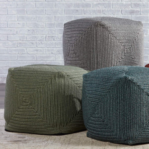 Jaipur Living Jaipur Living Bridgehampton Polypropylene Cylinder Pouf for Indoor Outdoor Modern Spaces Green 18 W x 18 L x 18 H POF100439