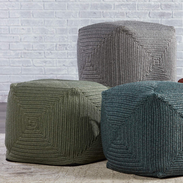 Jaipur Living Jaipur Living Bridgehampton Polypropylene Cylinder Pouf for Indoor Outdoor Modern Spaces Green 18 W x 18 L x 18 H POF100439