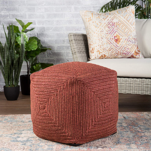 Jaipur Living Jaipur Living Bridgehampton Polypropylene Cylinder Pouf for Indoor Outdoor Modern Spaces Red 18 W x 18 L x 18 H POF100440