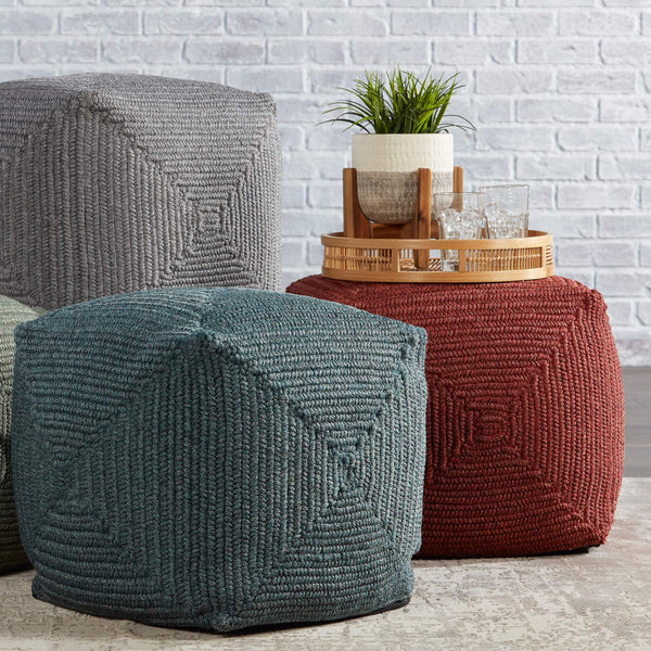 Jaipur Living Jaipur Living Bridgehampton Polypropylene Cylinder Pouf for Indoor Outdoor Modern Spaces Red 18 W x 18 L x 18 H POF100440