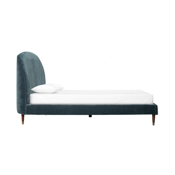 Lh Imports Moxie King Bed - Luxurious Mid-century Modern Design With Brass Accents And Eco-friendly Velvet Fabric Blue Pine Wood,Plywood,Birch Wood ,Pu Foam,100% Polyester Recycled Fabric,Brass Metal Cup Mox001ks
