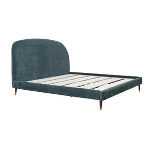 Lh Imports Moxie King Bed - Luxurious Mid-century Modern Design With Brass Accents And Eco-friendly Velvet Fabric Blue Pine Wood,Plywood,Birch Wood ,Pu Foam,100% Polyester Recycled Fabric,Brass Metal Cup Mox001qs