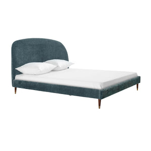 Lh Imports Moxie King Bed - Luxurious Mid-century Modern Design With Brass Accents And Eco-friendly Velvet Fabric Blue Pine Wood,Plywood,Birch Wood ,Pu Foam,100% Polyester Recycled Fabric,Brass Metal Cup Mox001qs