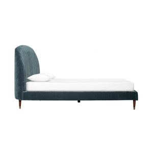 Lh Imports Moxie King Bed - Luxurious Mid-century Modern Design With Brass Accents And Eco-friendly Velvet Fabric Blue Pine Wood,Plywood,Birch Wood ,Pu Foam,100% Polyester Recycled Fabric,Brass Metal Cup Mox001qs