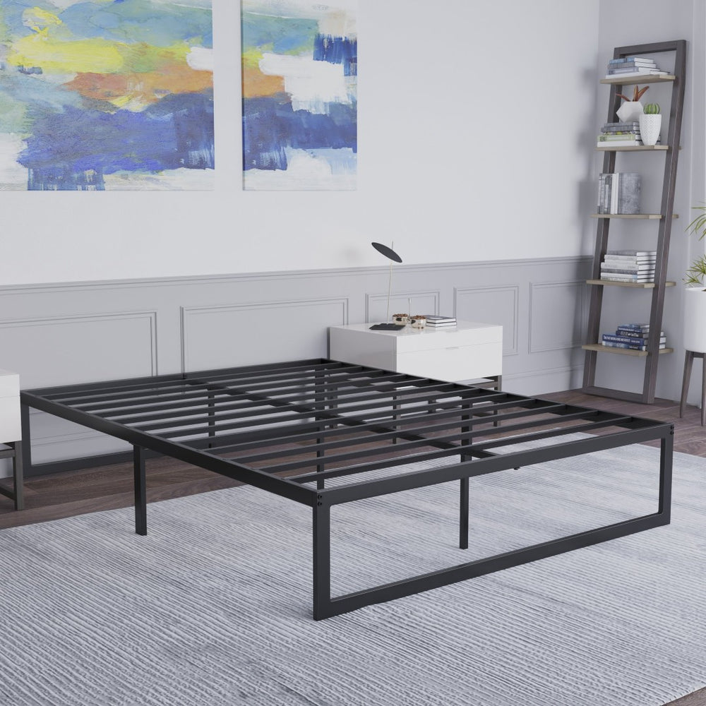 English Elm Bentley Universal 14 Inch Metal Platform Bed Frame – Stylish, Sturdy Support with Quick Assembly & Storage Black Full MP-XU-BD10001-F-BK-GG