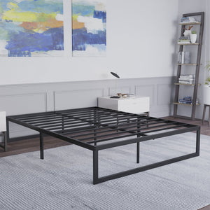 English Elm Bentley Universal 14 Inch Metal Platform Bed Frame – Stylish, Sturdy Support with Quick Assembly & Storage Black Full MP-XU-BD10001-F-BK-GG