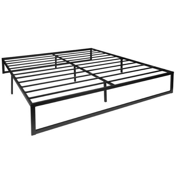 English Elm Bentley Universal 14 Inch Metal Platform Bed Frame – Stylish, Sturdy Support with Quick Assembly & Storage Black King MP-XU-BD10001-K-BK-GG