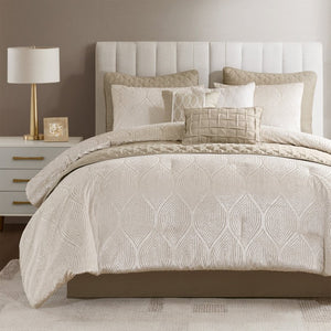 JLA Home Nocturne Velvet Jacquard 10 Piece Comforter Set Glam Bedding for a Luxe Bedroom MP10-8923