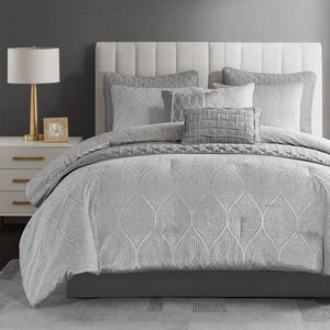 JLA Home Nocturne Velvet Jacquard 10 Piece Comforter Set Glam Layered Bedding for a Luxe Bedroom MP10-8926